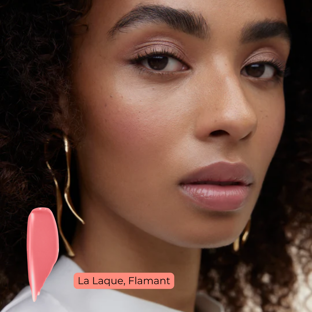 Huile à lèvres La Laque de Wonderblush en teinte abricot, fini brillant et hydratant

