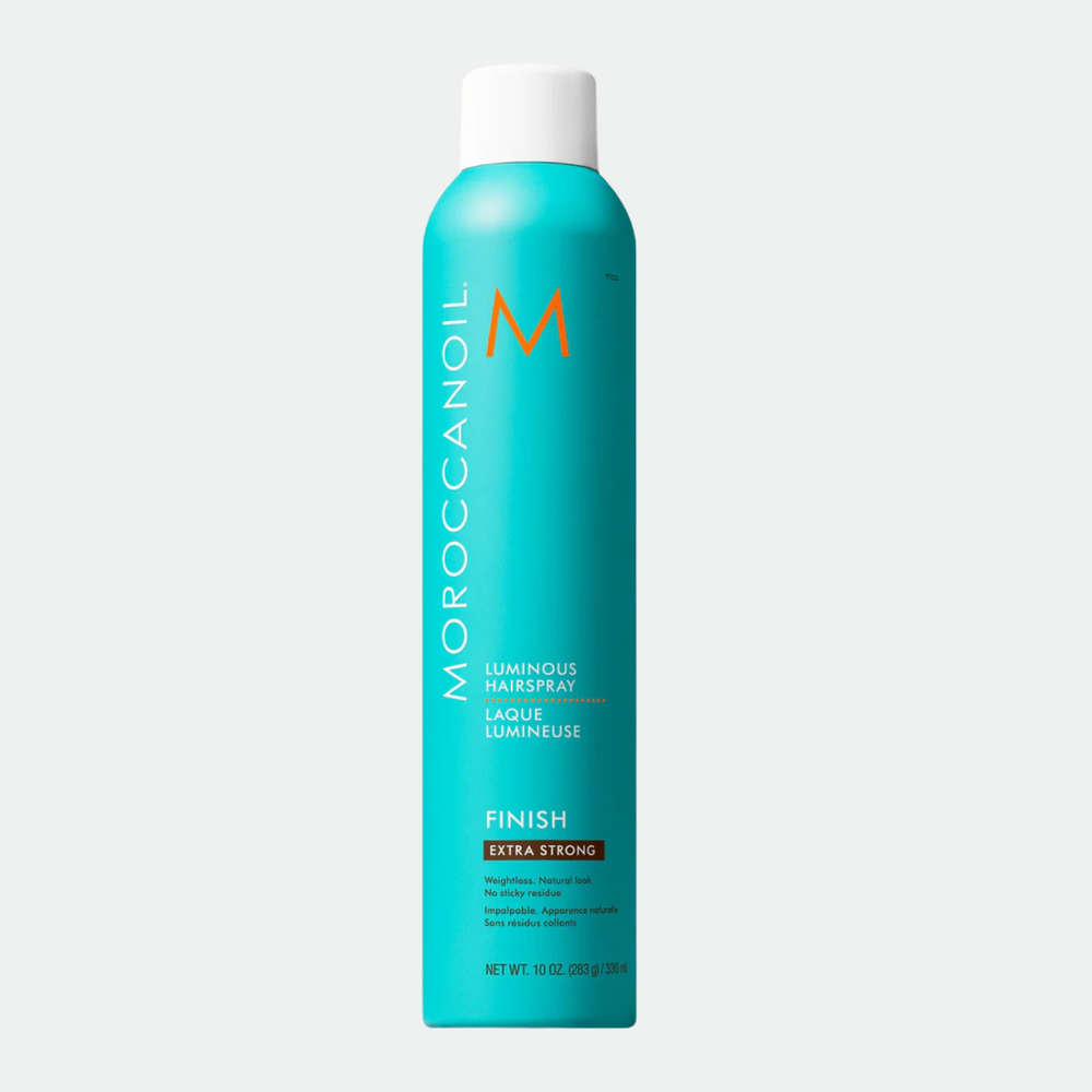 Aérosol de Laque Extra Forte Moroccanoil, finition brillante et tenue maximale pour coiffure structurée sans effet gras

