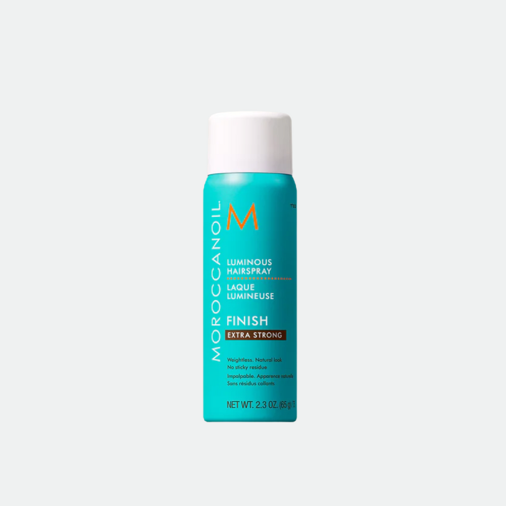 Aérosol de Laque Extra Forte Moroccanoil, finition brillante et tenue maximale pour coiffure structurée sans effet gras

