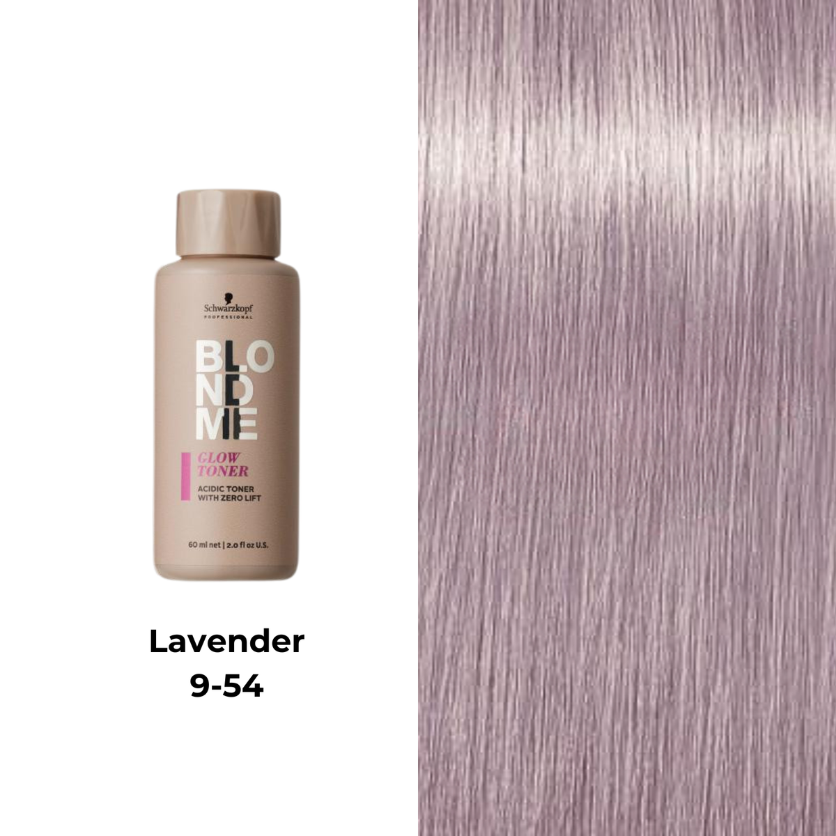 Tube de coloration BLONDME de Schwarzkopf avec mèche de cheveux blond, résultat professionnel lumineux.