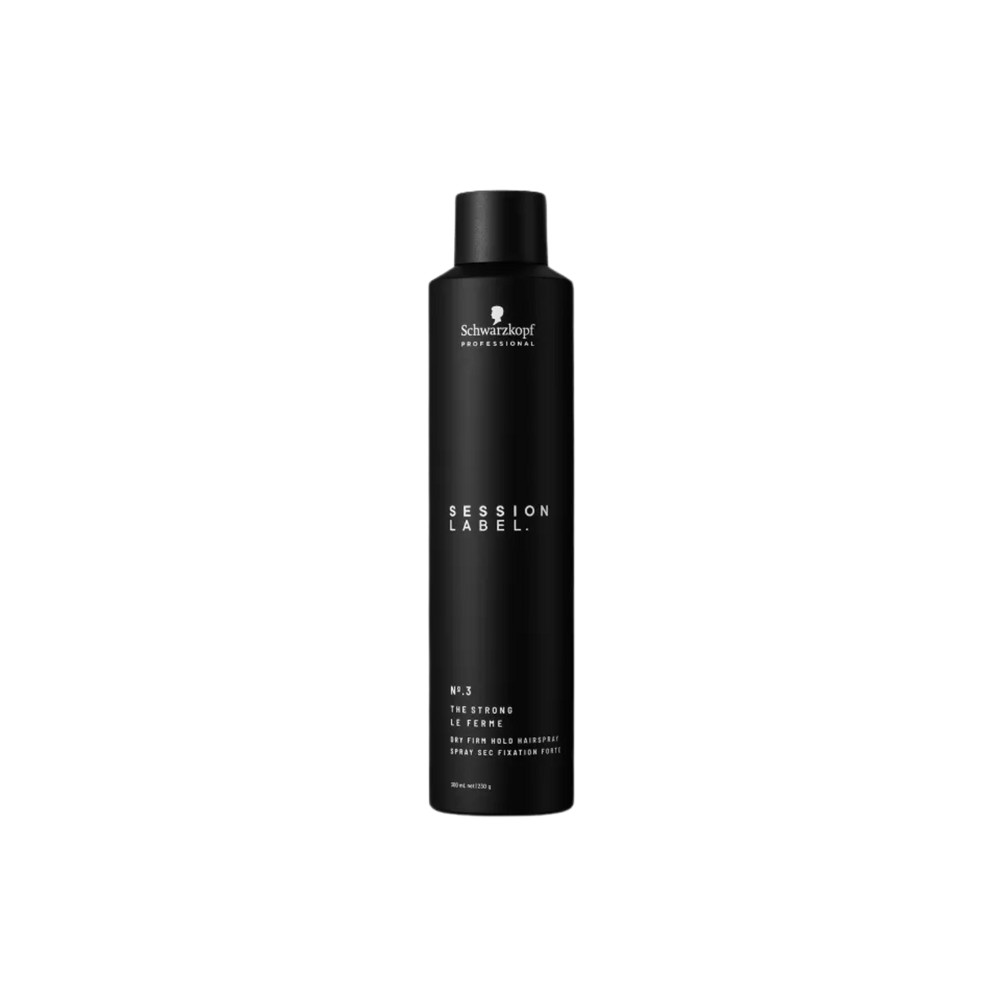 Flacon de Le Fixant Session Label – spray fixation forte, tenue durable sans résidu visible