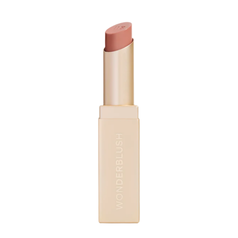 Stick rouge à lèvres Wonderblush Le Rouge en teinte Grenadine, fini satiné, packaging minimaliste et élégant.

