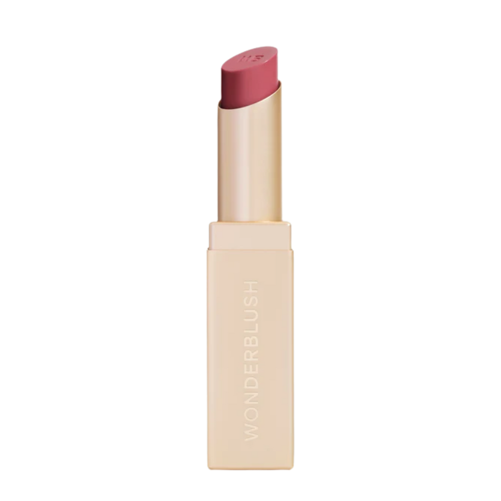Stick rouge à lèvres Wonderblush Le Rouge en teinte Grenadine, fini satiné, packaging minimaliste et élégant.

