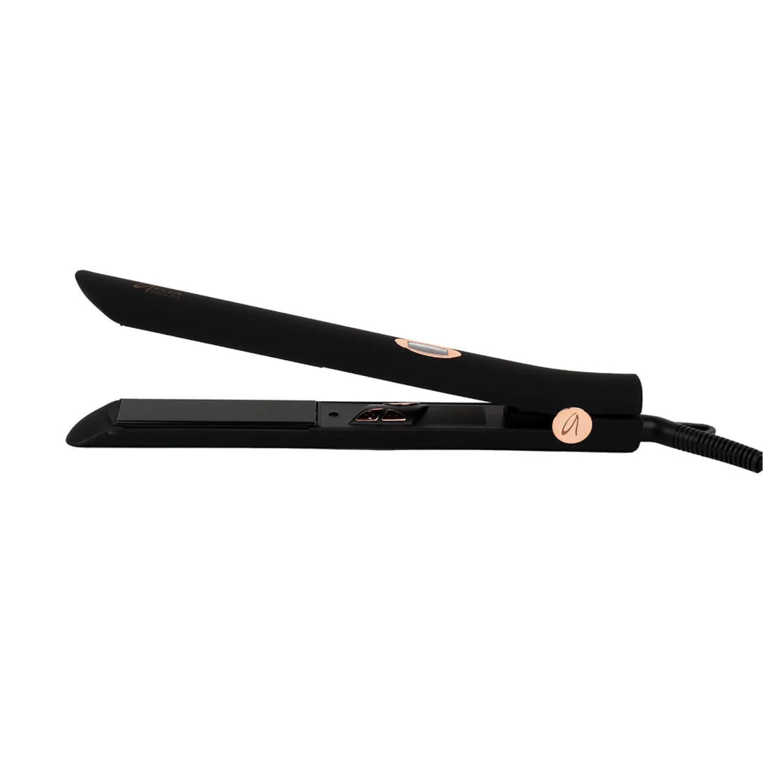 Lisseur numérique Aria Beauty Ultra Sleek Black, noir mat, plaques 1″ céramique‑tourmaline