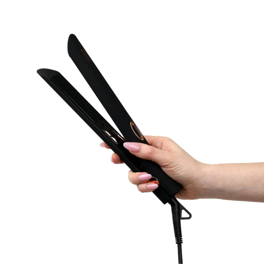 Lisseur numérique Aria Beauty Ultra Sleek Black, noir mat, plaques 1″ céramique‑tourmaline