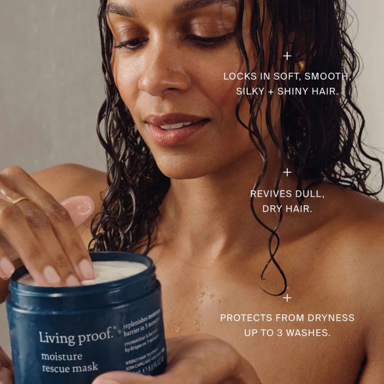 Masque Living Proof Moisture Rescue – traitement hydratant cheveux secs pour douceur et brillance