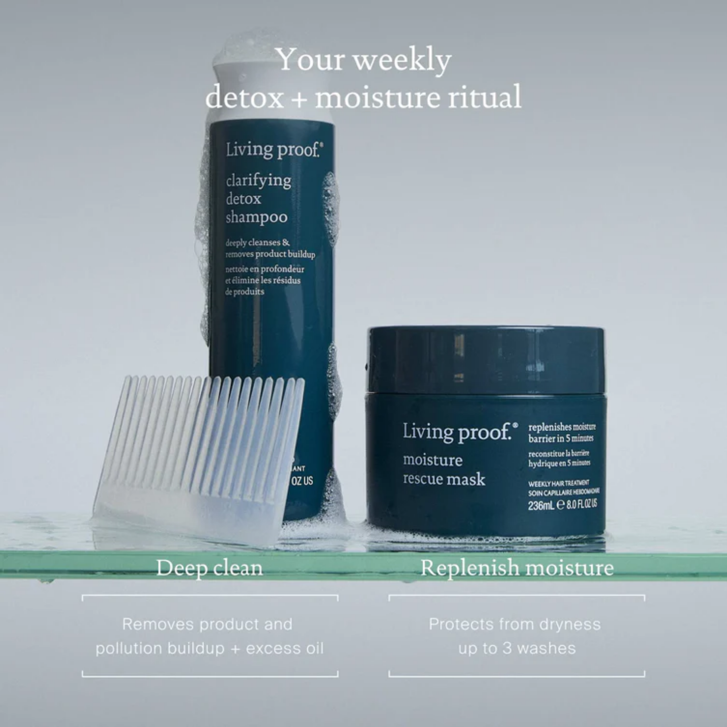 Masque Living Proof Moisture Rescue – traitement hydratant cheveux secs pour douceur et brillance