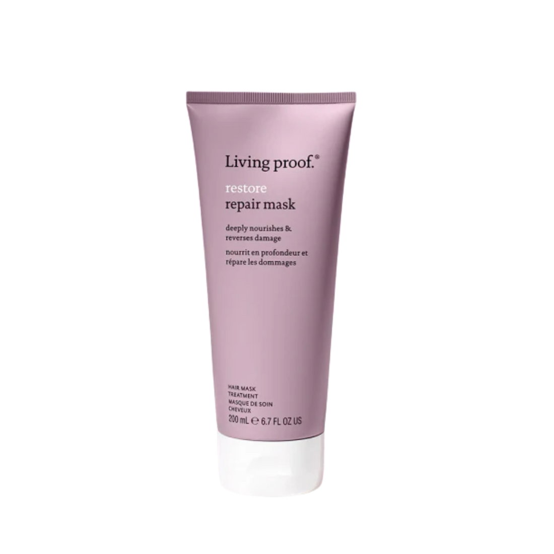 Masque réparateur Living Proof Restore 200 ml pour cheveux abîmés et secs.