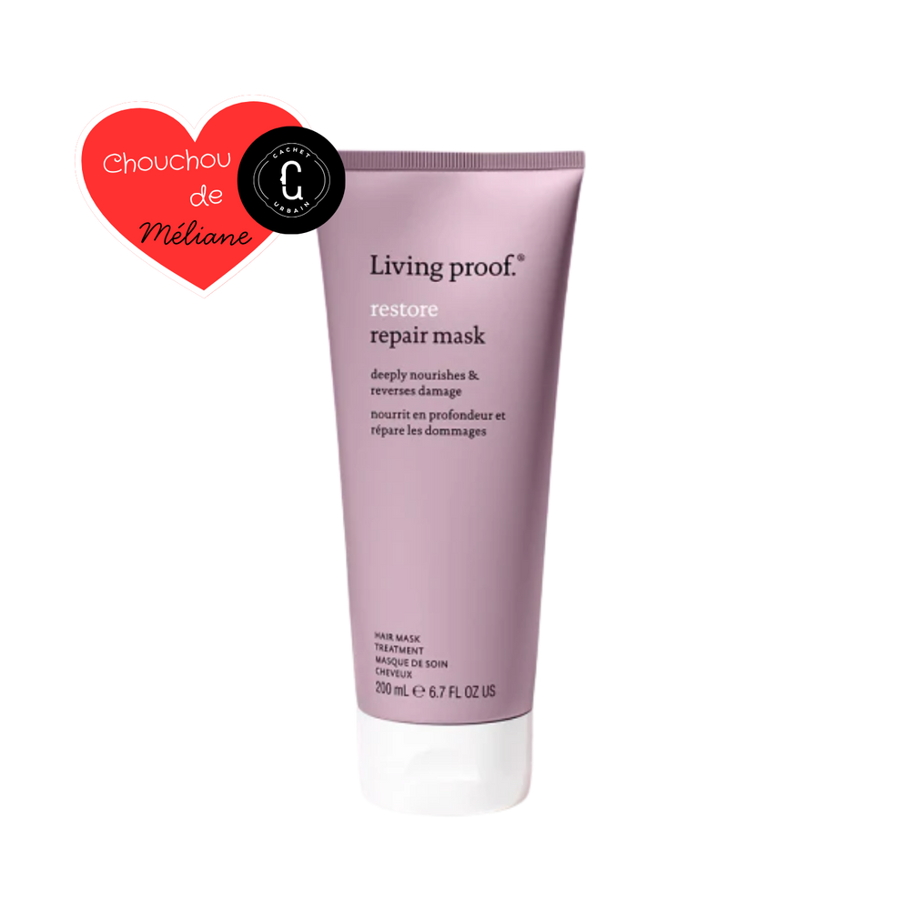 Masque réparateur Living Proof Restore 200 ml pour cheveux abîmés et secs.