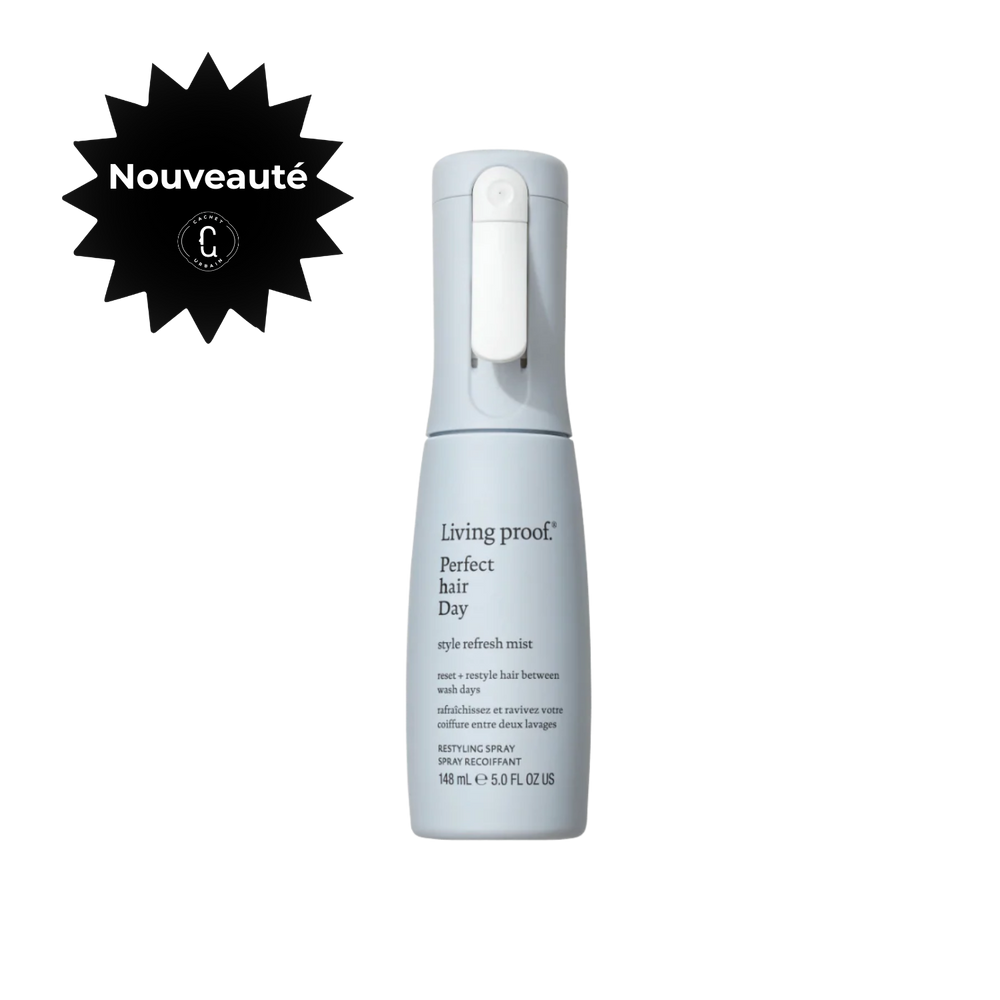 Living Proof Perfect Hair Day Style Refresh Mist brume coiffante rafraîchissante pour restyler les cheveux et protéger de la chaleur entre les lavages.