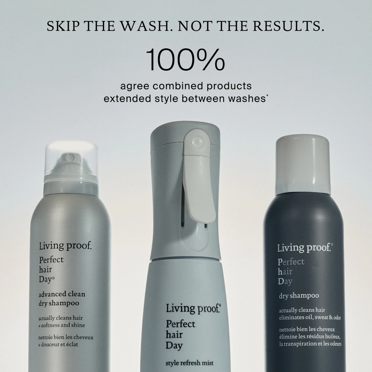Living Proof Perfect Hair Day Style Refresh Mist brume coiffante rafraîchissante pour restyler les cheveux et protéger de la chaleur entre les lavages.