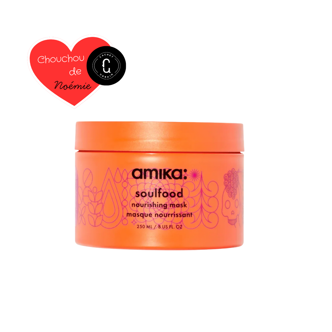 Pot de masque capillaire Amika Soulfood 500 ml (600 g) sur fond blanc