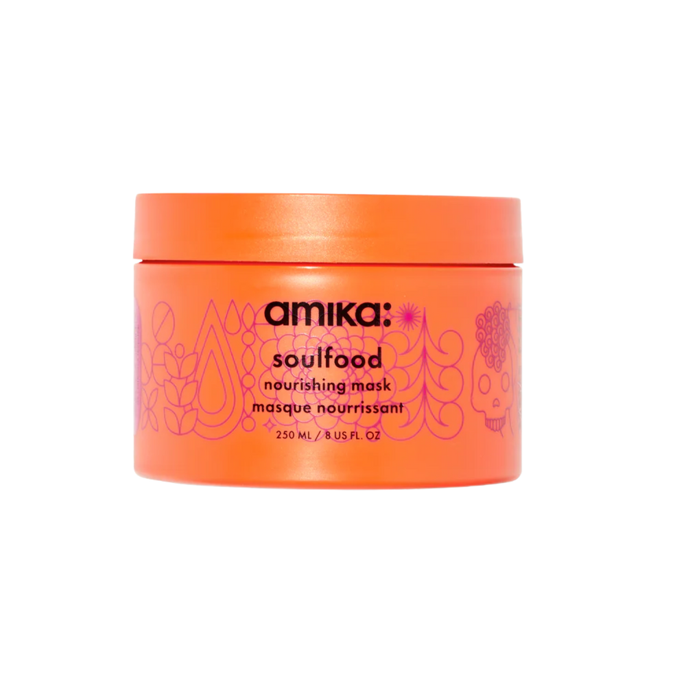 Pot de masque capillaire Amika Soulfood 500 ml (600 g) sur fond blanc

