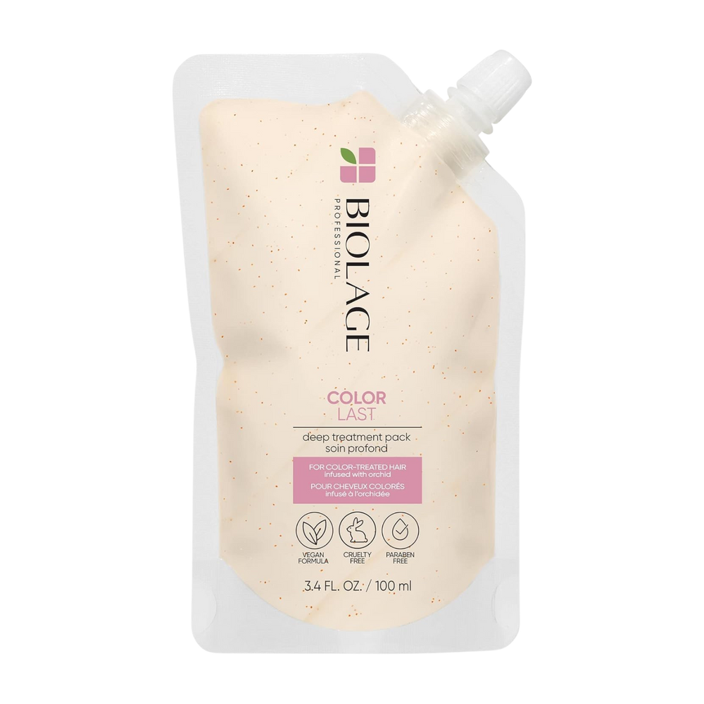 Masque Biolage ColorLast Abricot : soin intense pour cheveux colorés. Hydrate, ravive les couleurs, réduit la casse et apporte brillance longue durée.
