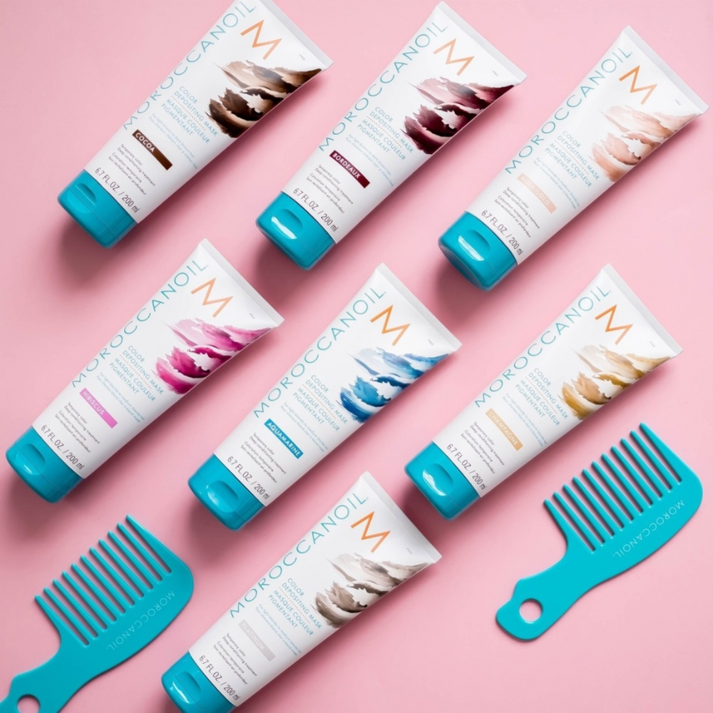 Pot du Masque Champagne Moroccanoil, crème capillaire blond doré pour cheveux blonds clairs à moyens, couleur temporaire et soin nourrissant


