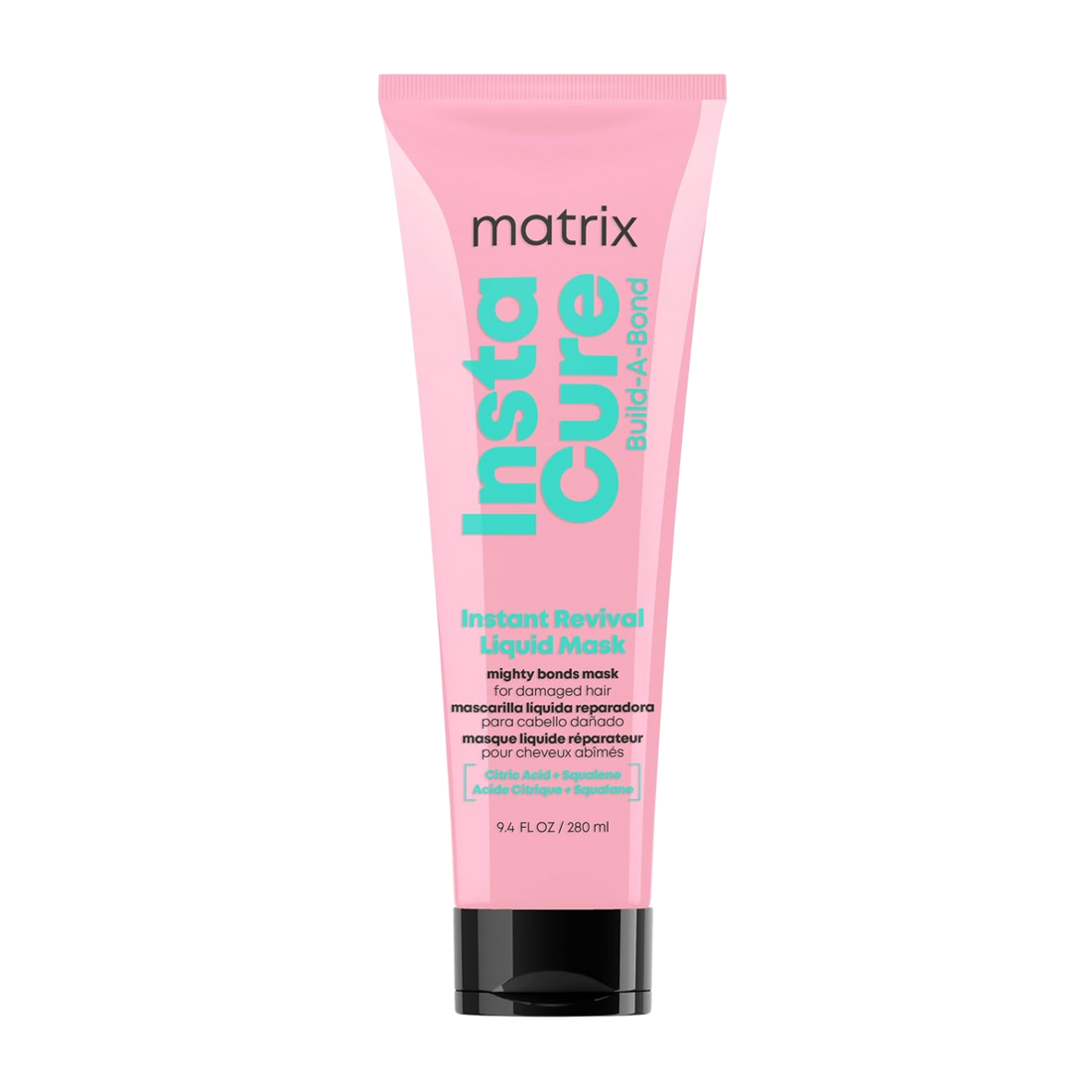 “Masque liquide Matrix Instacure Build‑A‑Bond 280 ml – flacon translucide liquéfié, texture crème légère”