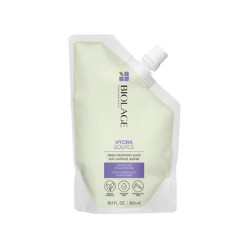 Masque Soin Profond Hydra Source Biolage – recharge économique 300 ml, flacon souple végétalien pour cheveux secs très abîmés