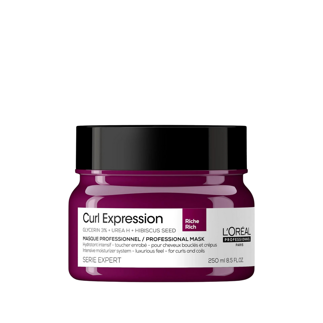 Pot de masque Riche Hydratant Intensif Curl Expression L'Oréal Professionnel 250 ml sur fond blanc