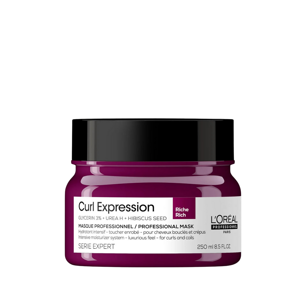 Pot de masque Riche Hydratant Intensif Curl Expression L'Oréal Professionnel 250 ml sur fond blanc