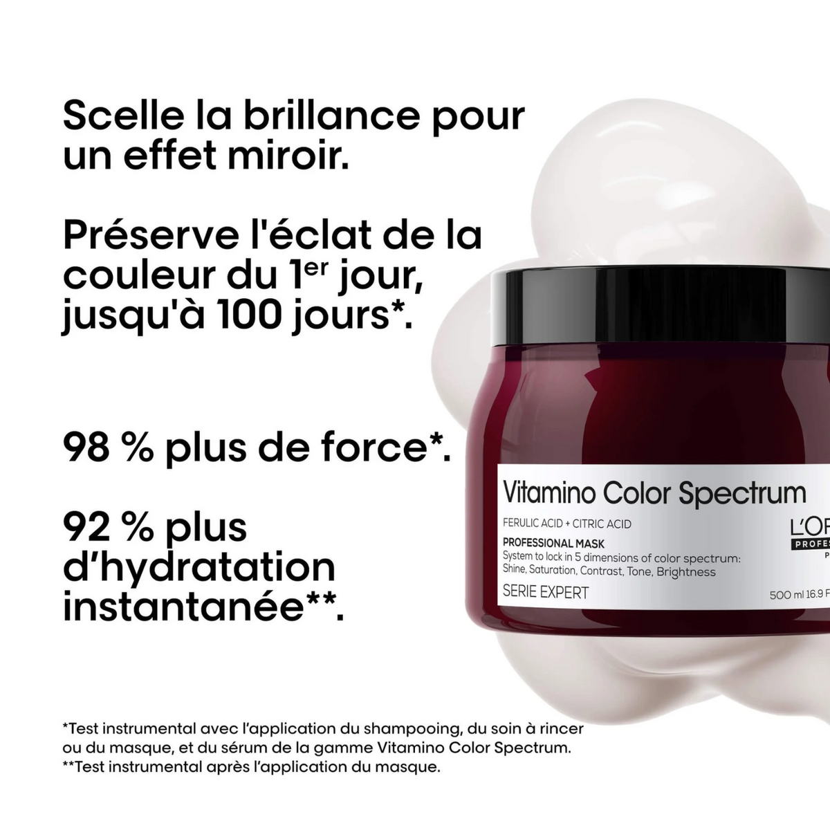 Pot du masque Vitamino Color Spectrum L’Oréal Professionnel, soin intensif pour cheveux colorés.

