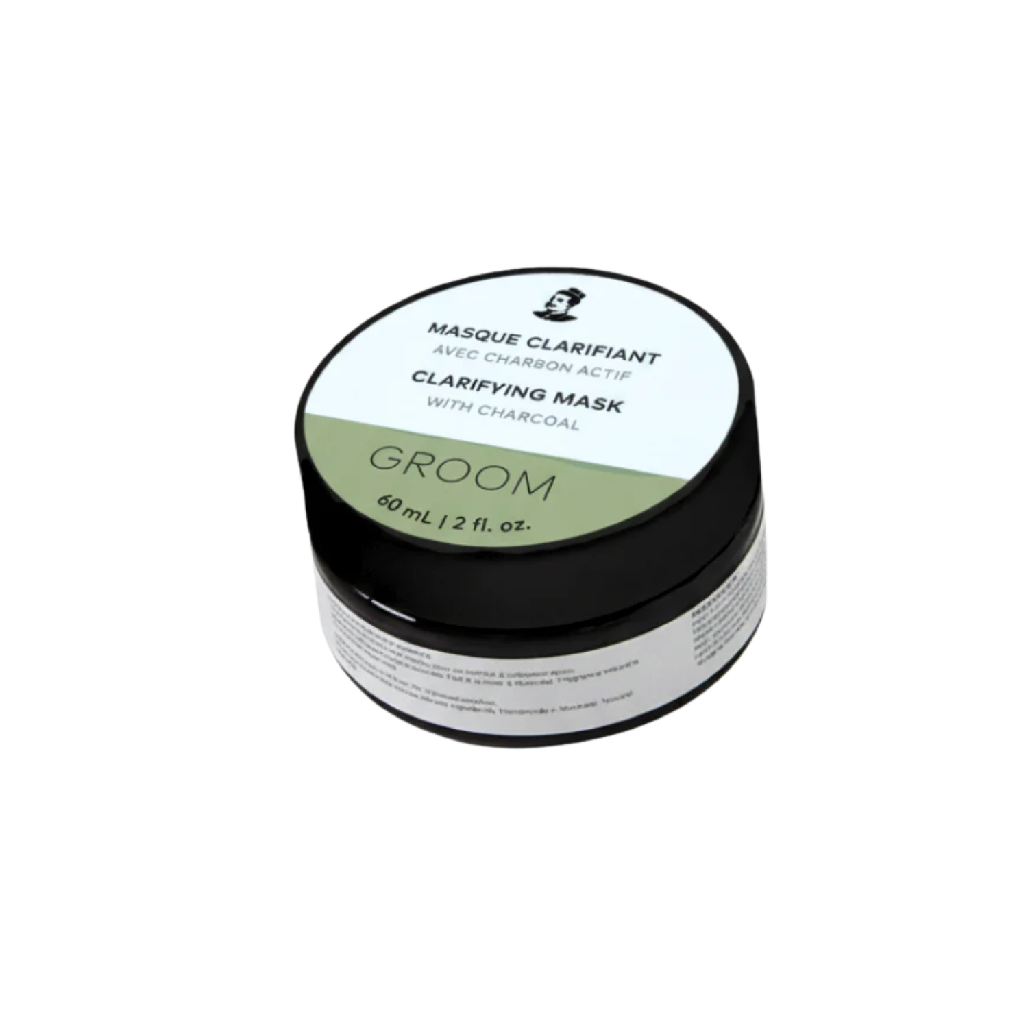 « Masque clarifiant GROOM 60 ml – pot blanc et noir, argile de Manicouagan, zone T »