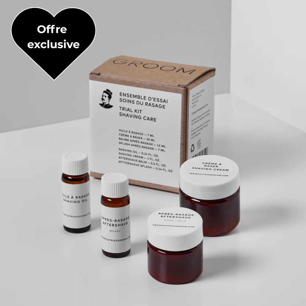 « Masque clarifiant GROOM 60 ml – pot blanc et noir, argile de Manicouagan, zone T »