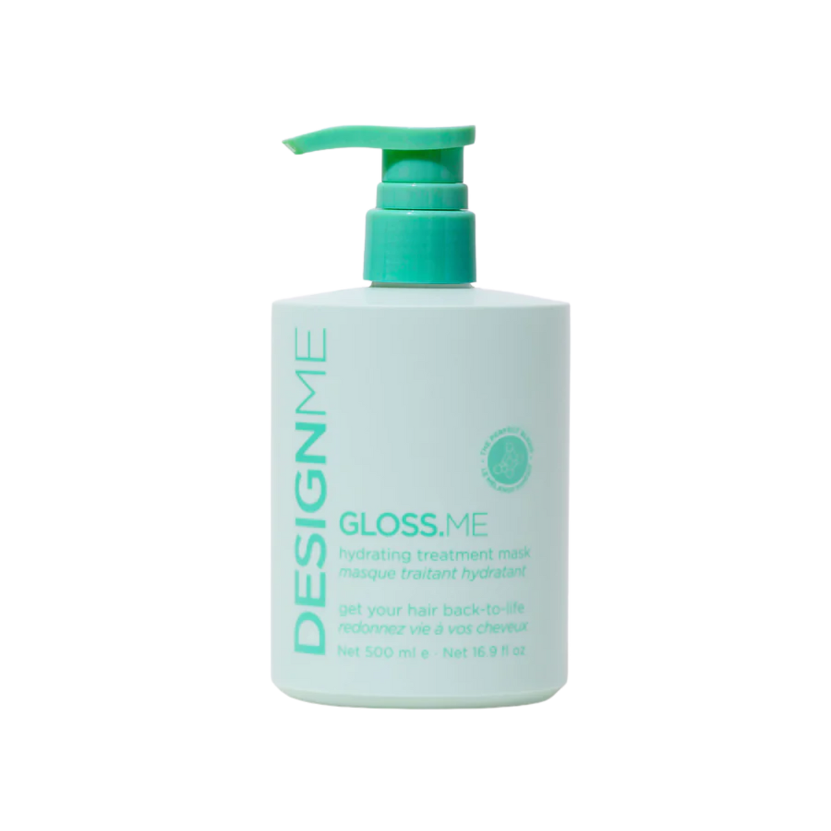 Pot de masque traitant hydratant GLOSS.ME, texture riche crème pour cheveux soyeux, hydratés et brillants