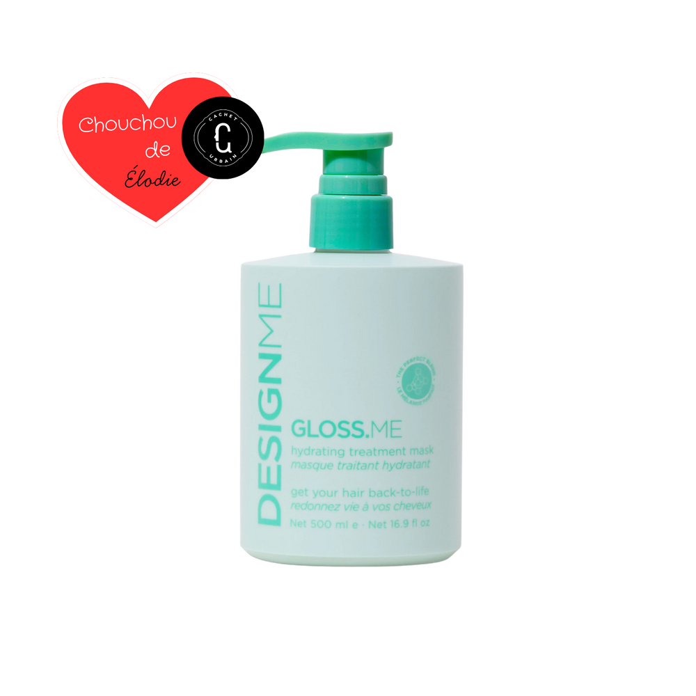 Pot de masque traitant hydratant GLOSS.ME, texture riche crème pour cheveux soyeux, hydratés et brillants