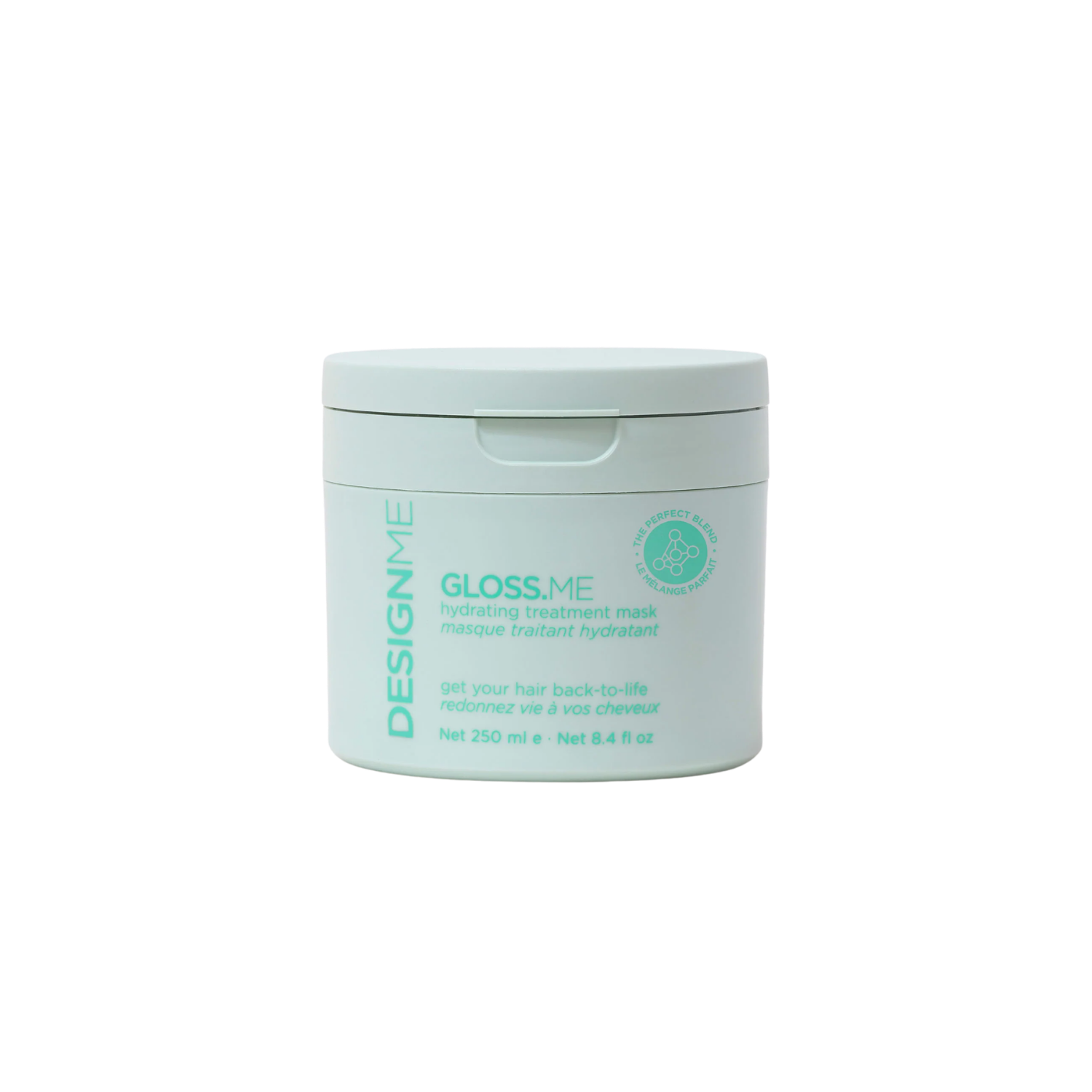 Pot de masque traitant hydratant GLOSS.ME, texture riche crème pour cheveux soyeux, hydratés et brillants