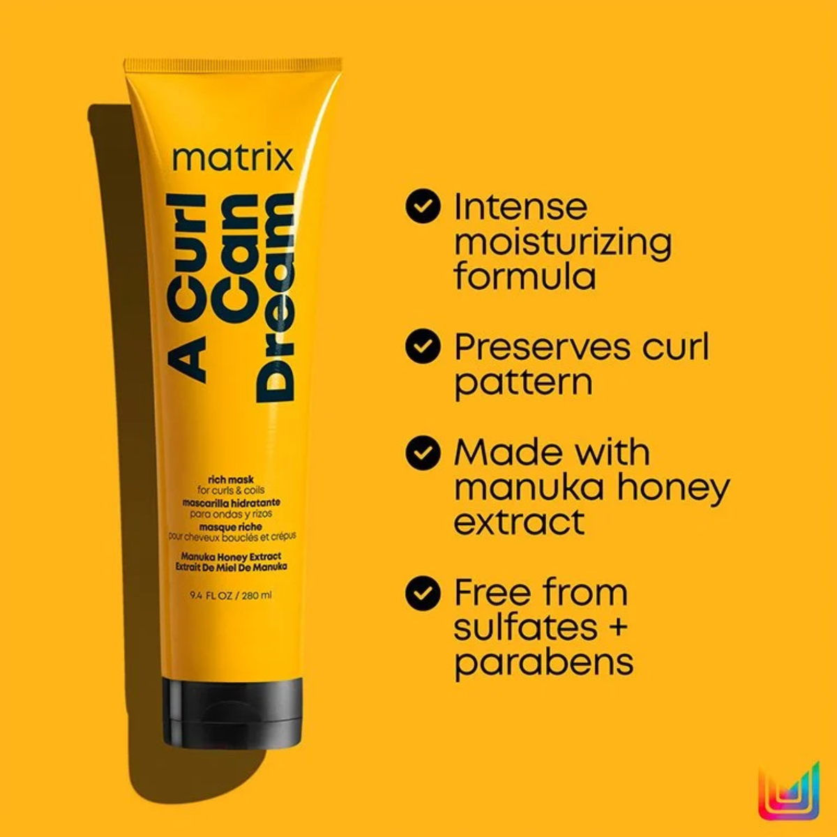 Masque riche Matrix A Curl Can Dream hydratation intense cheveux bouclés crépus miel de Manuka