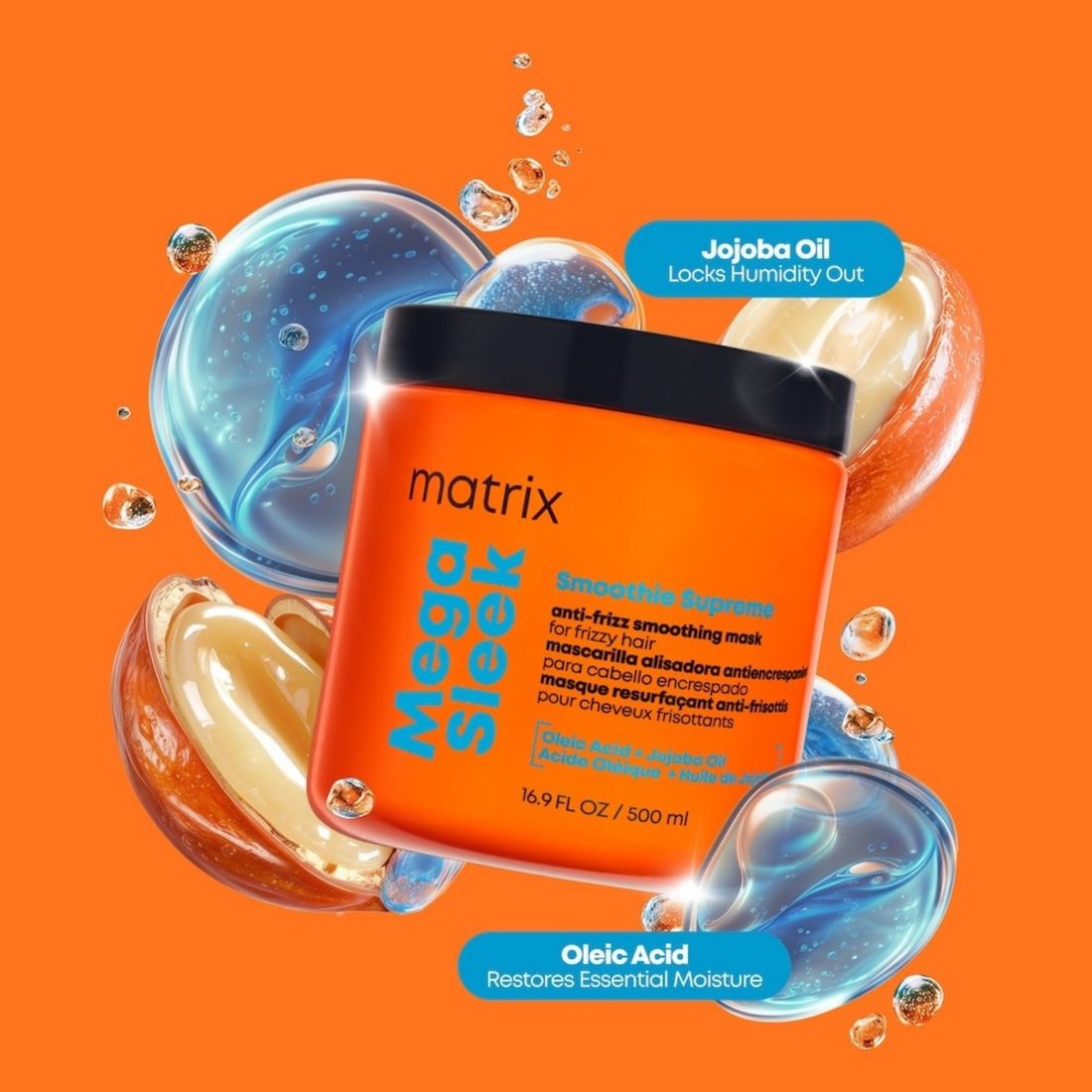 Masque lissant Mega Sleek Smoothie Supreme de Matrix, traitement anti‑frisottis pour cheveux lisses et brillants