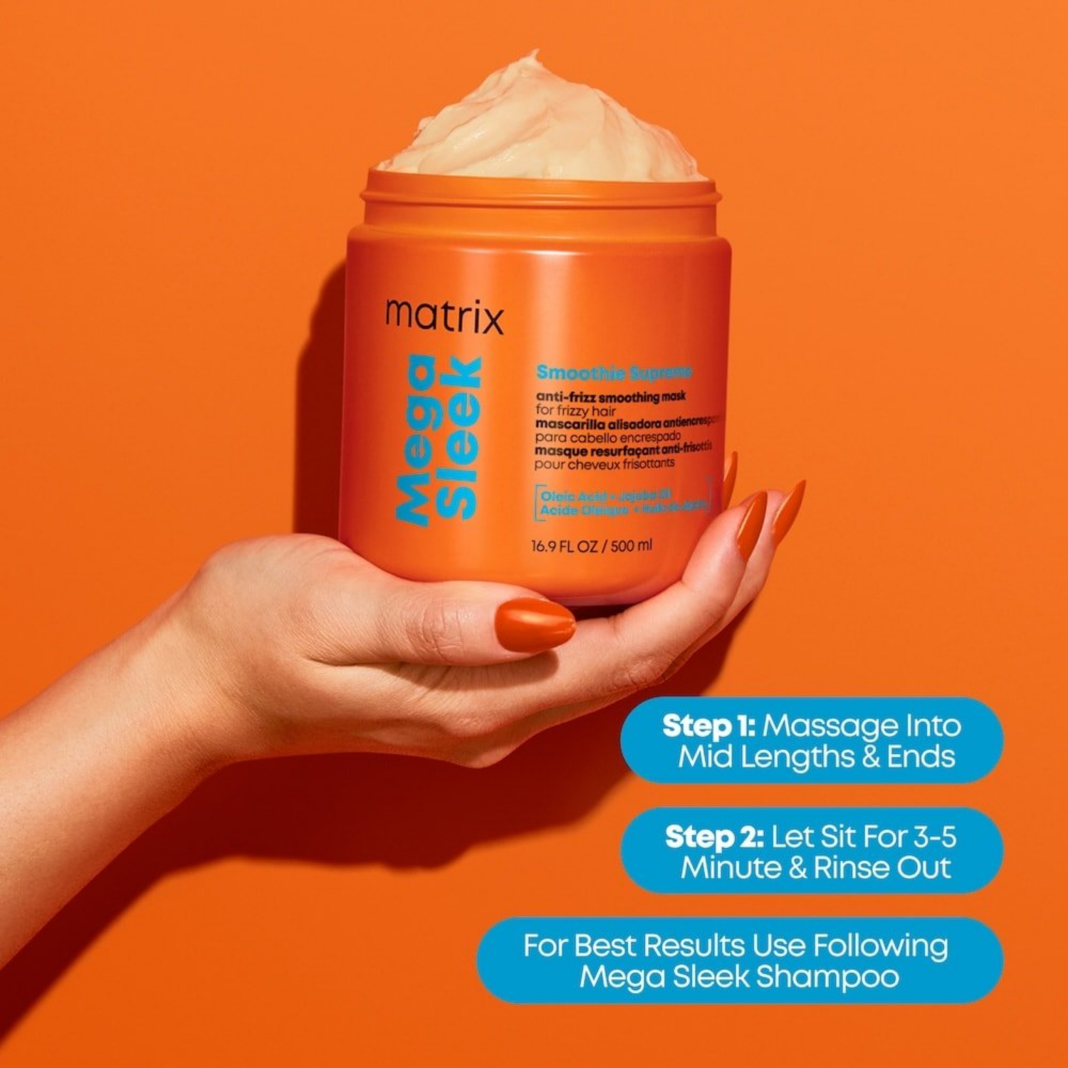 Masque lissant Mega Sleek Smoothie Supreme de Matrix, traitement anti‑frisottis pour cheveux lisses et brillants