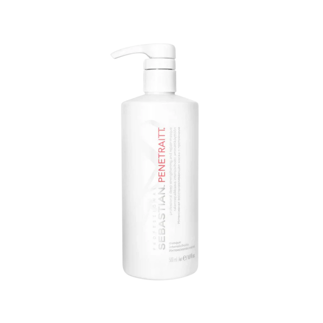 Masque Penetraitt 500 ml de Sebastian Professional, pot blanc, pour cheveux réparés et brillants.