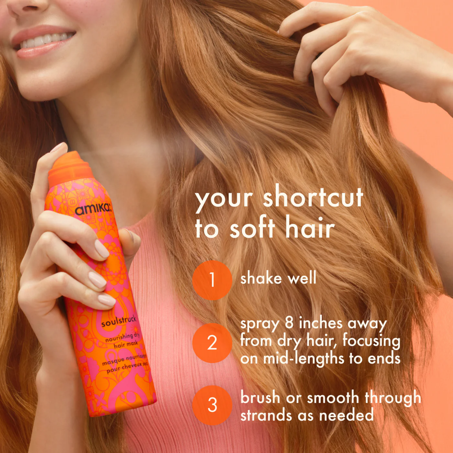 Spray masque sec Amika Soulstruck – soin nourrissant sans rinçage pour cheveux secs et abîmés