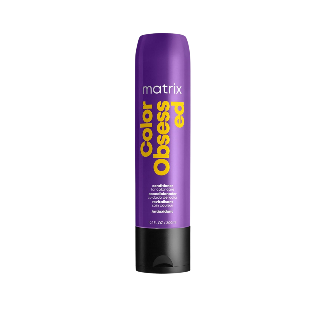 Flacon du conditionneur Matrix Total Results Color Obsessed sur fond blanc