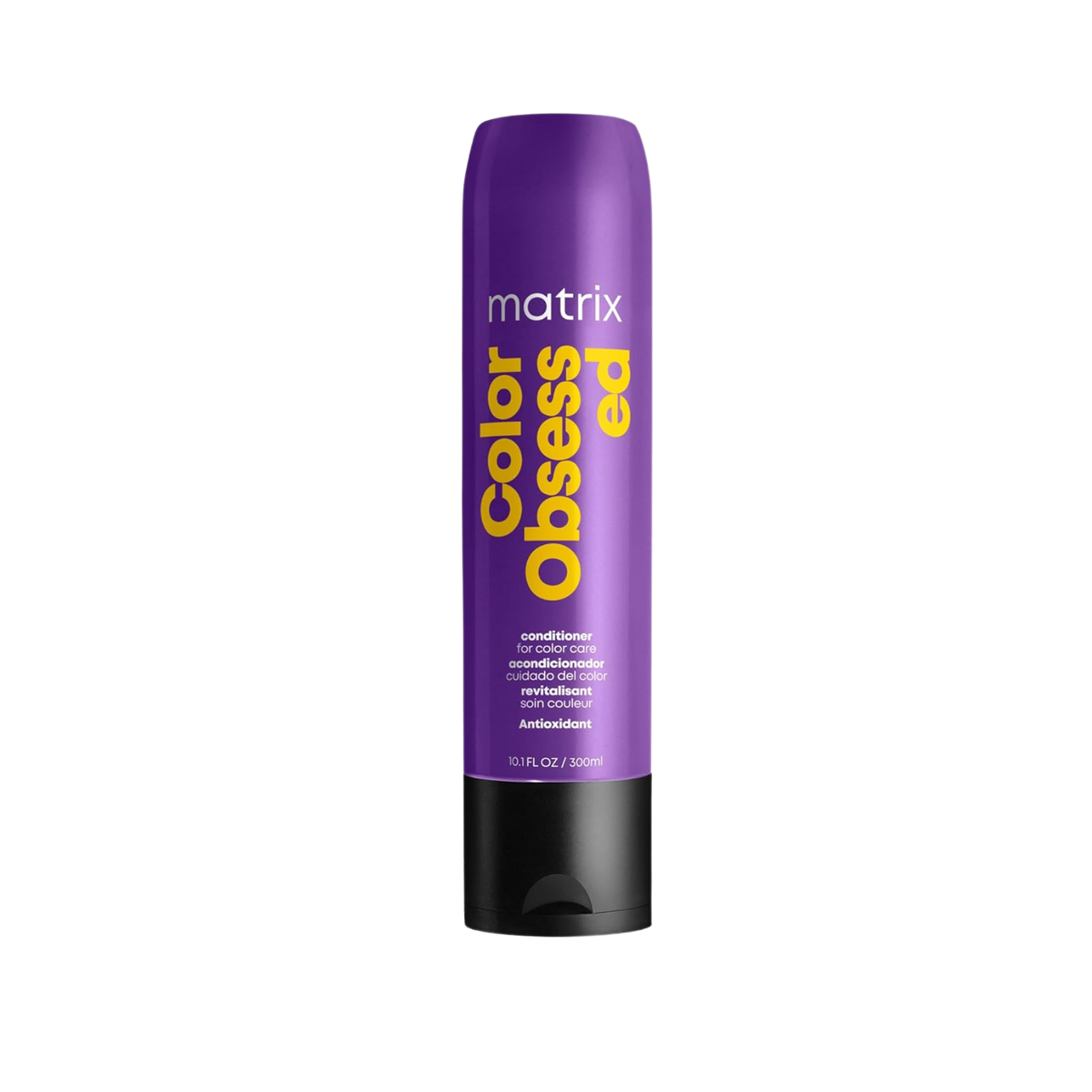 Flacon du conditionneur Matrix Total Results Color Obsessed sur fond blanc