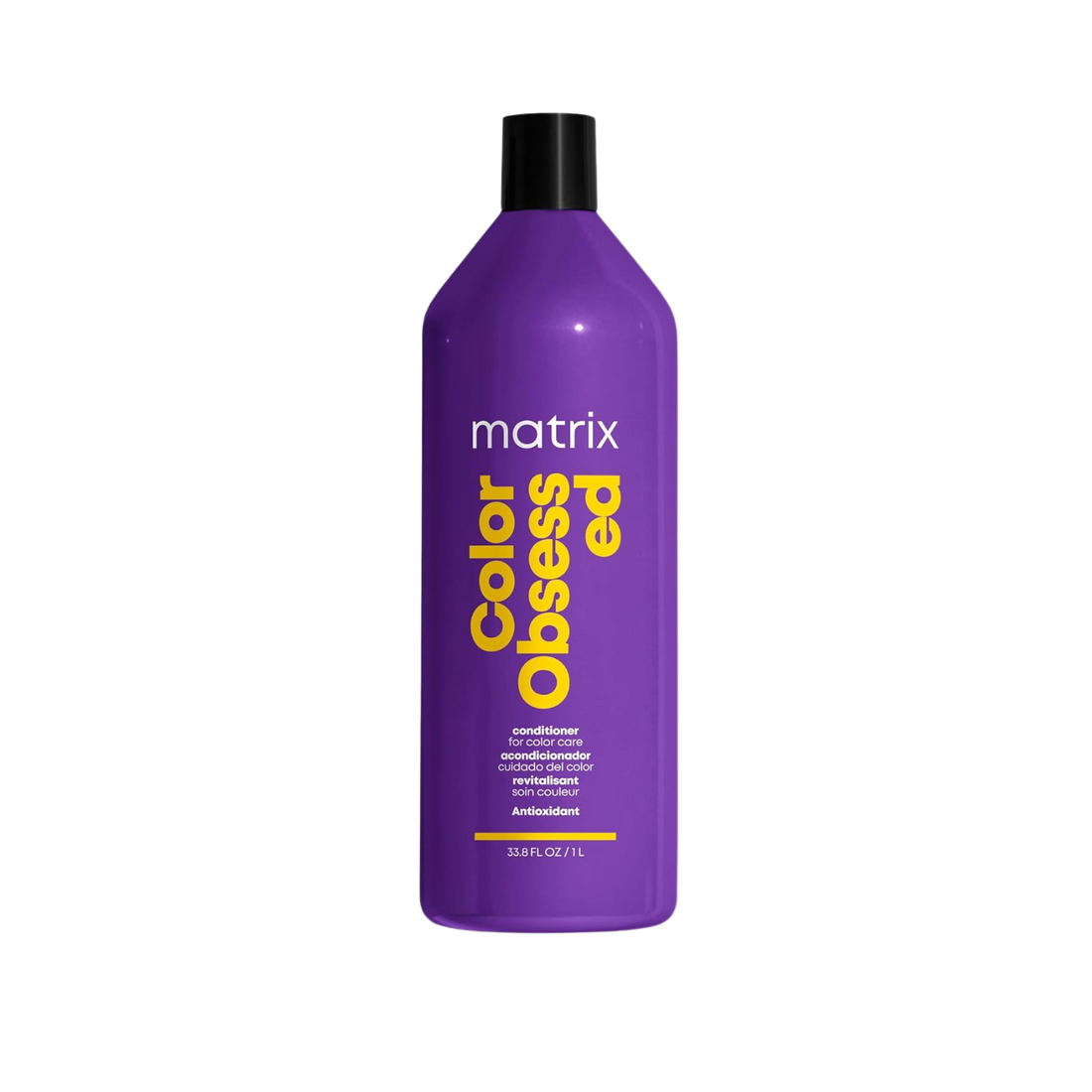 Flacon du conditionneur Matrix Total Results Color Obsessed sur fond blanc