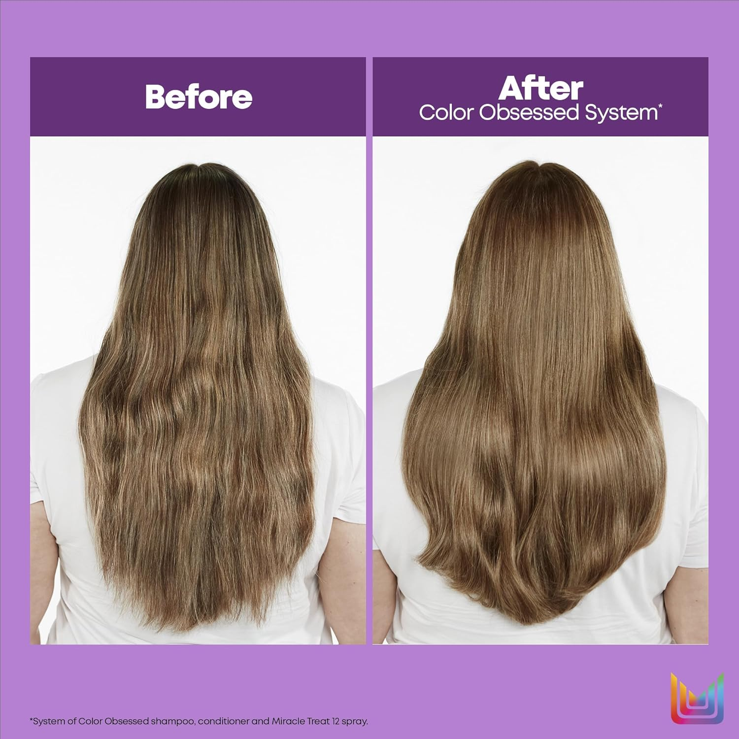 Flacon du conditionneur Matrix Total Results Color Obsessed sur fond blanc