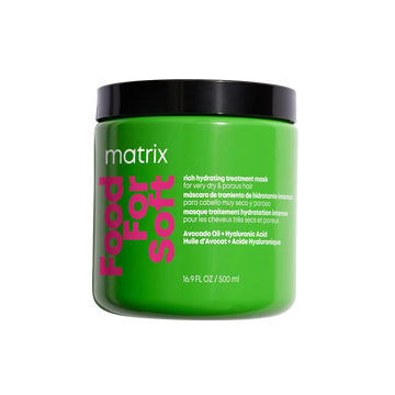 “Matrix Food For Soft Rich Hydrating Treatment Mask — pot 500 ml, masque vegan à l’huile d’avocat et acide hyaluronique, cheveux hydratés et doux”
