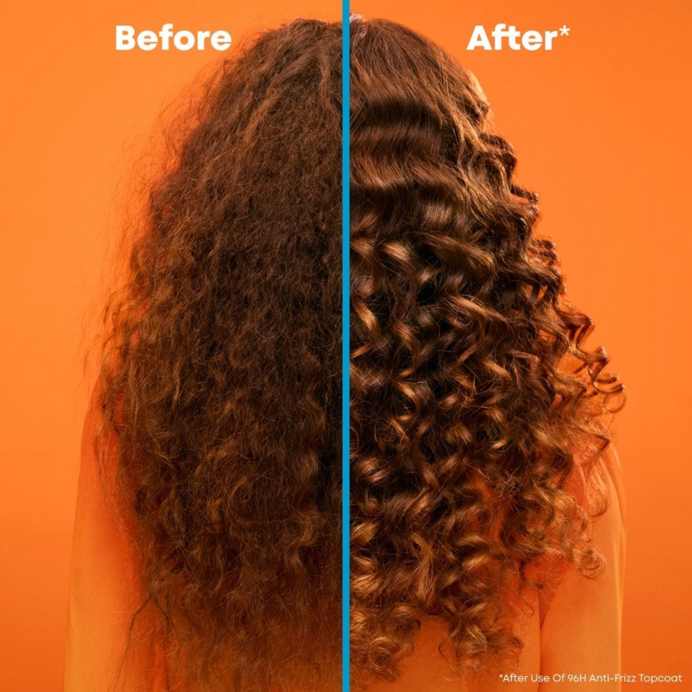 “Matrix Sérum Mega Sleek 96H Anti‑Frizz Topcoat 50 ml — flacon verre transparent, sérum lissant thermo‑actif, finition brillante, luxe et contrôle des frisottis”