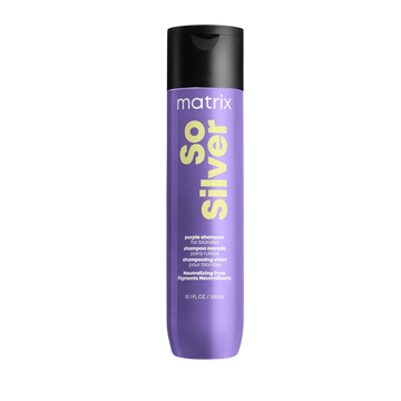 « Bouteille de Matrix So Silver Purple Shampoo — shampooing neutralisant pour cheveux blonds et argentés »
