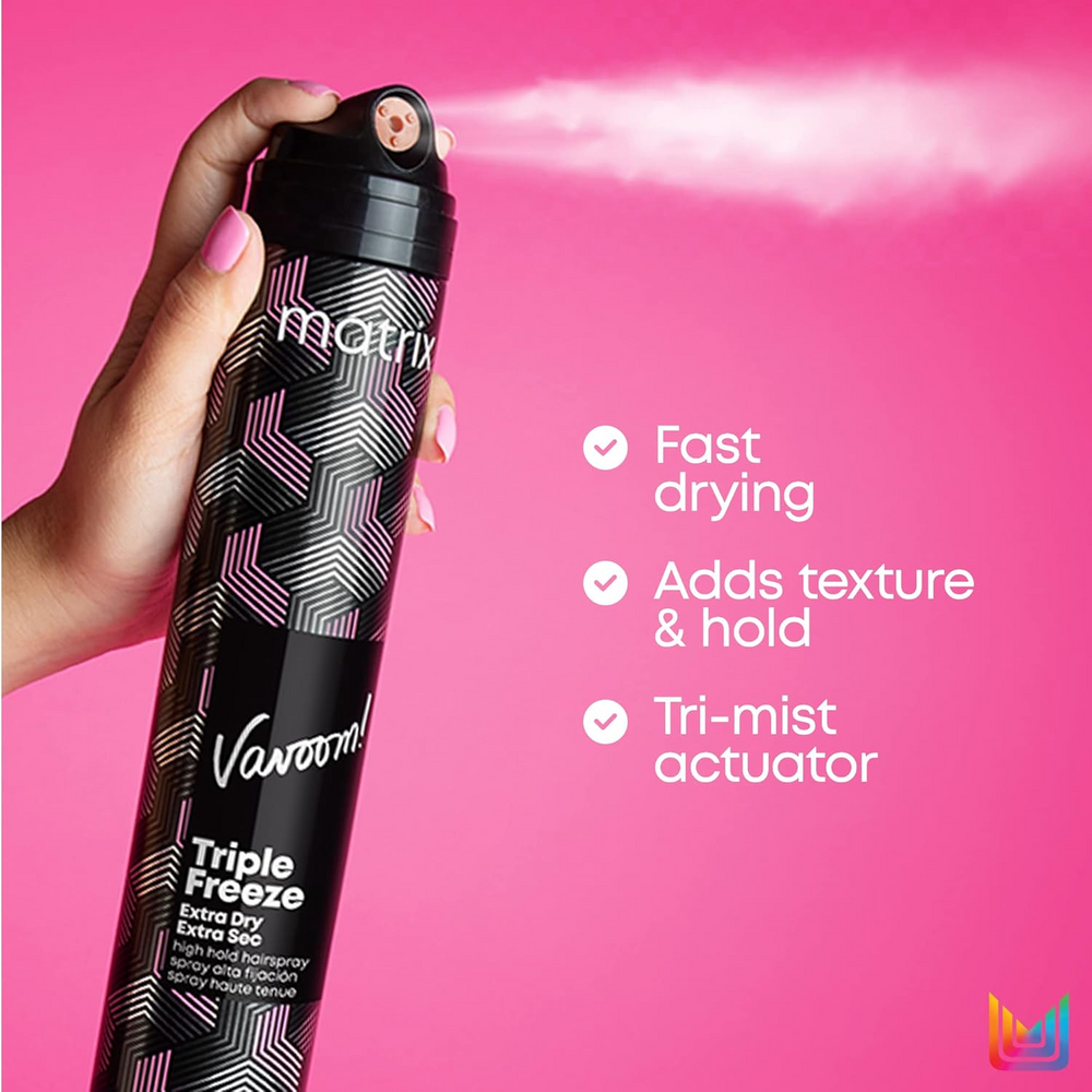 “Bouteille de Matrix Vavoom Triple Freeze Extra Dry – laque à tenue extrême et finition extra sèche”