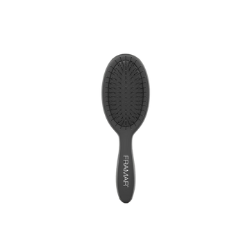 Mini brosse Framar noire, poils souples et flexible, idéale pour démêler en déplacement.