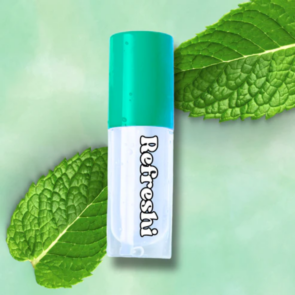 Tube 4 ml Mint Lip Oil Refreshi, texture brillante et non collante, parfum menthe rafraîchissante, bulles dans le tube

