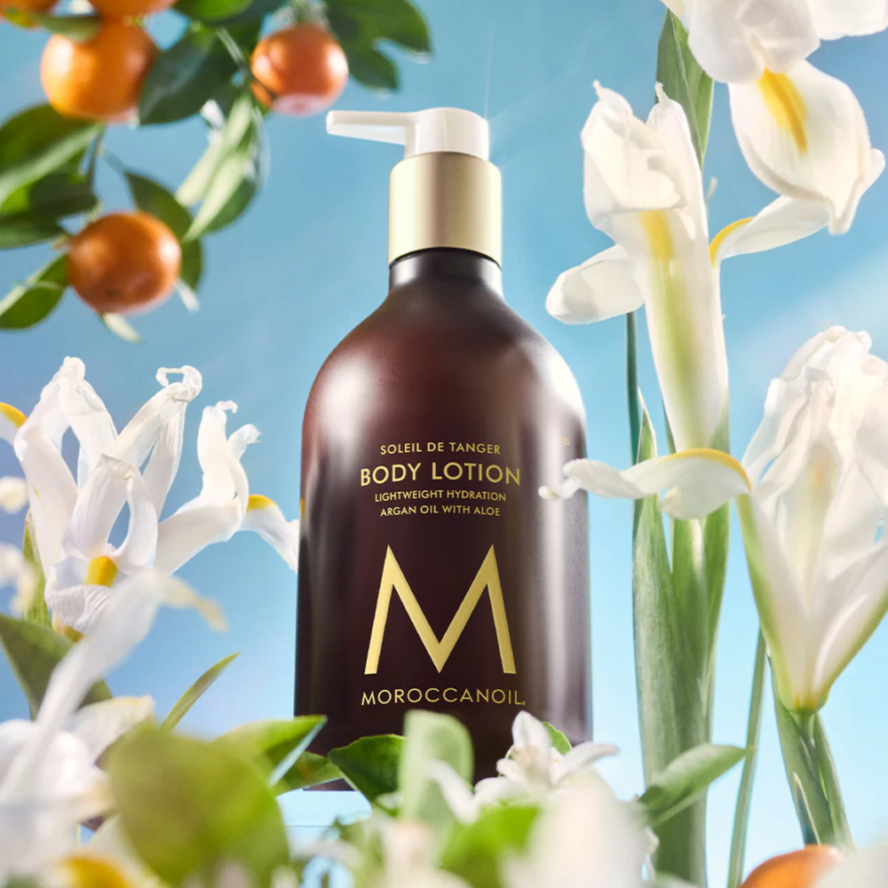 Flacon 360 ml Moroccanoil Body Lotion Soleil de Tanger, lotion corps hydratante parfum agrumes et gingembre à l’huile d’argan

