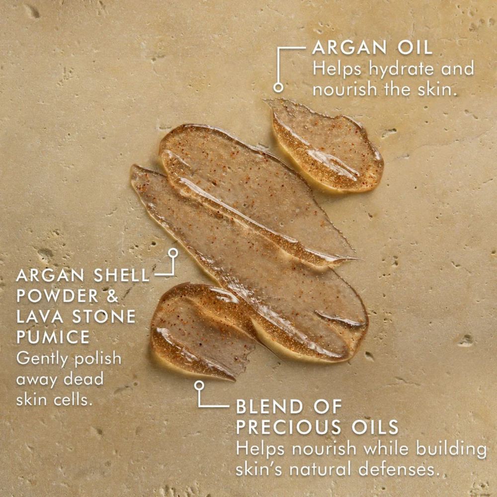 Tube Moroccanoil Body Polishing Scrub 200 ml – gel exfoliant à l’argan et pierres ponce pour peau douce et éclat.

