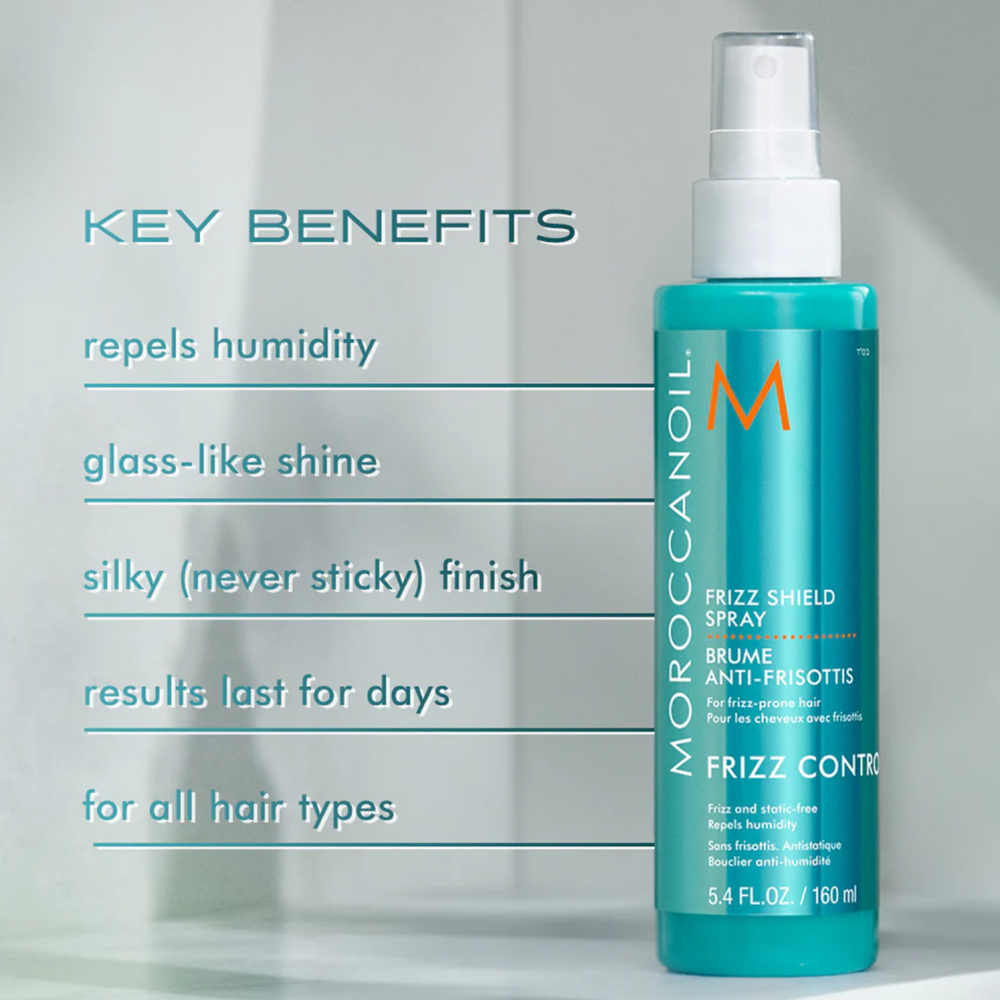 Flacon spray léger Moroccanoil Frizz Shield mist anti-frisottis et brillance

