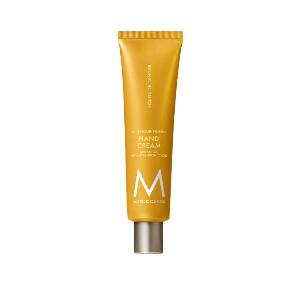 Tube 100 ml Moroccanoil Hand Cream Soleil de Tanger, crème mains hydratante parfum clémentine, gingembre et néroli à l’huile d’argan

