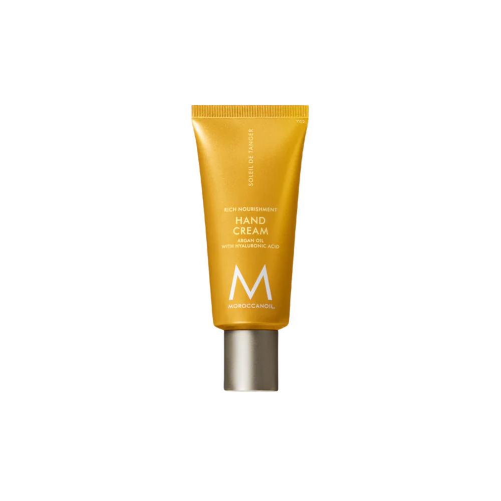 Tube 100 ml Moroccanoil Hand Cream Soleil de Tanger, crème mains hydratante parfum clémentine, gingembre et néroli à l’huile d’argan


