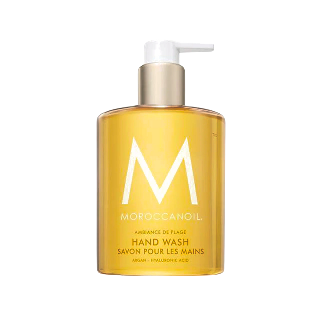 Flacon 360 ml Moroccanoil Hand Wash Ambiance de Plage, savon mains hydratant parfum gardénia, noix de coco et ananas à l’huile d’argan

